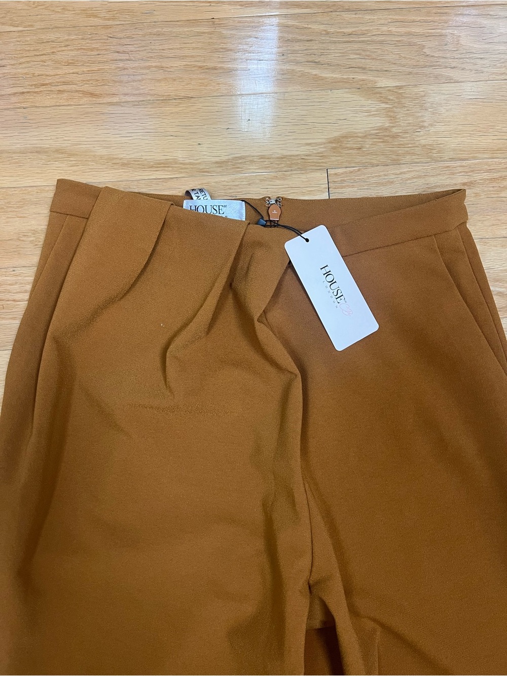NWT House of CB Cosima Drape Front Trousers in Camel - Picture 5 of 16